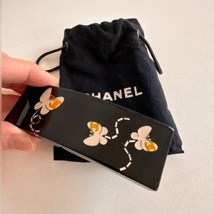 Chanel Vintage Hair Clip Hairpin Barrette Black 07P 29487